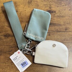 lululemon athletica Grey eucalyptus/ Bone dual pouch wristlet